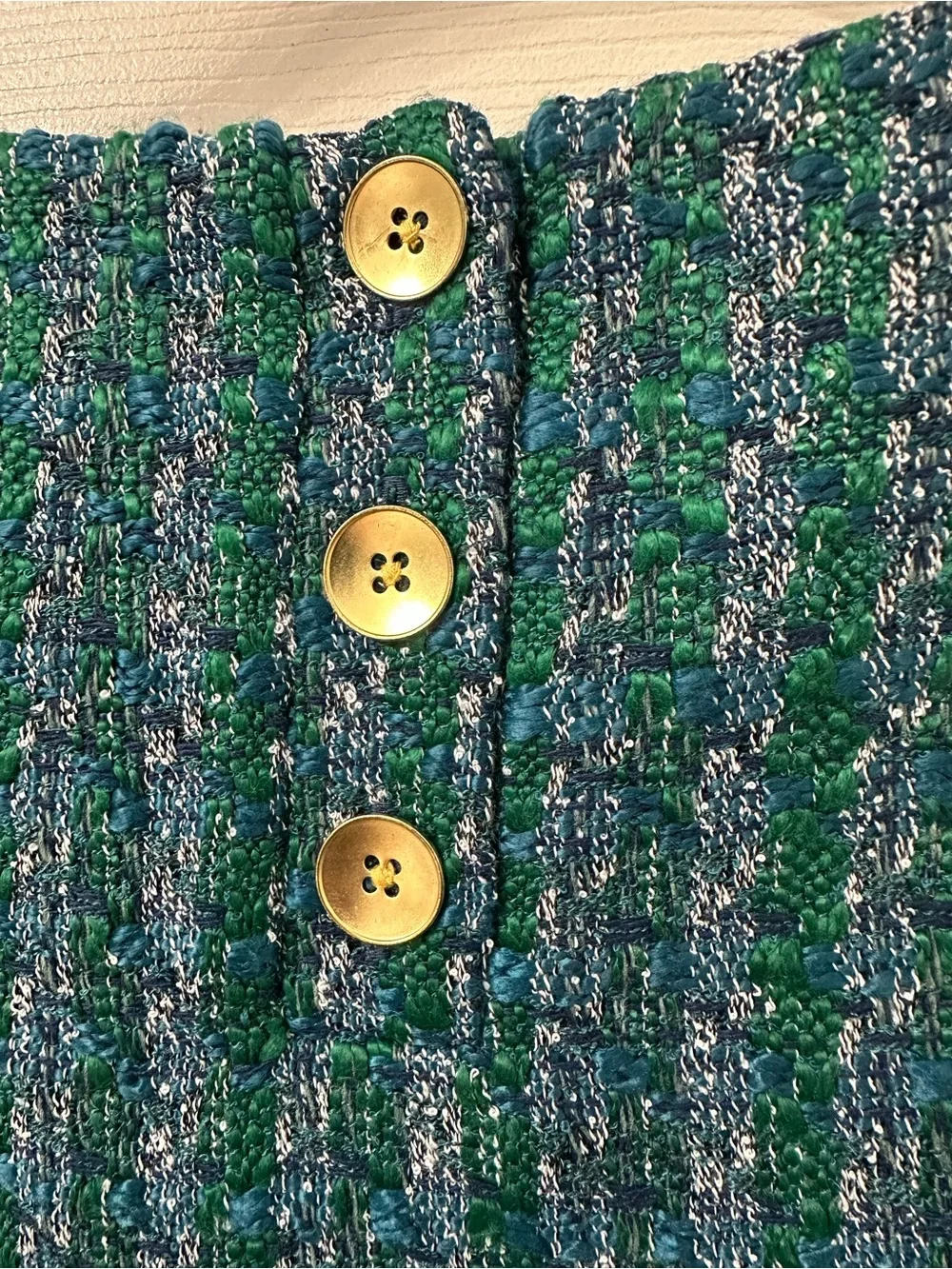 NWT J. Crew Green and Blue Tweed Sleeveless Shell Size M